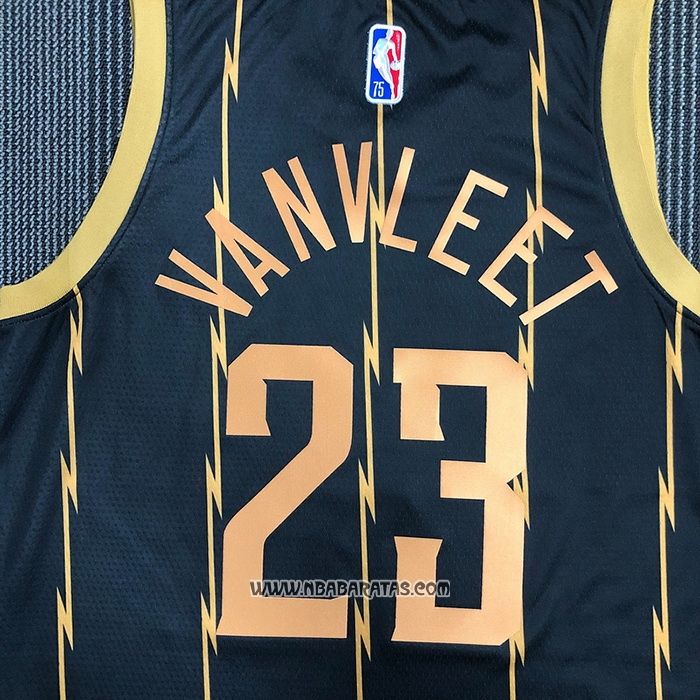Camiseta Toronto Raptors Fred Vanvleet #23 Ciudad 2021-22 Negro